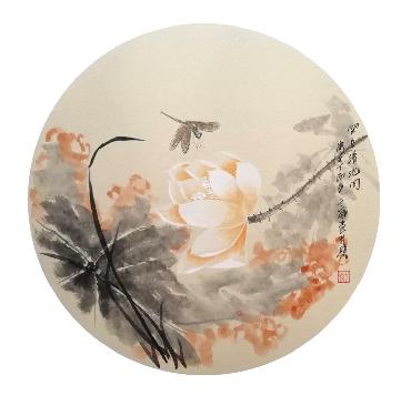 Chinese Lotus Painting,50cm x 50cm,2324052-x