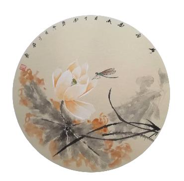 Chinese Lotus Painting,50cm x 50cm,2324054-x