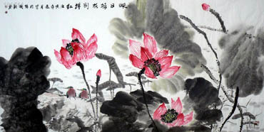 Chinese Lotus Painting,90cm x 180cm,2325021-x