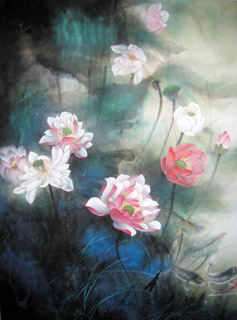 Chinese Lotus Painting,50cm x 65cm,2329003-x
