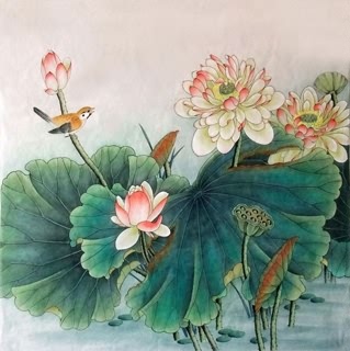 Chinese Lotus Painting,69cm x 69cm,2352018-x