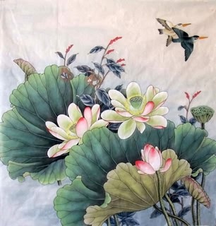 Chinese Lotus Painting,69cm x 69cm,2352019-x
