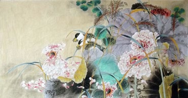 Chinese Lotus Painting,66cm x 136cm,2352022-x