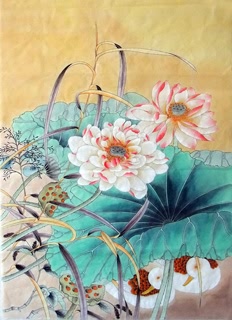 Chinese Lotus Painting,62cm x 92cm,2352025-x