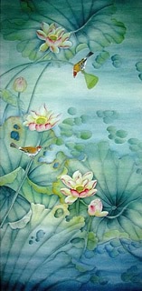 Chinese Lotus Painting,50cm x 100cm,2358008-x
