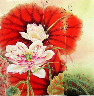 Chinese Lotus Painting,66cm x 66cm,2387011-x