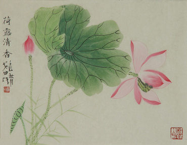 Chinese Lotus Painting,34cm x 46cm,2388013-x