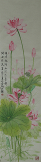 Chinese Lotus Painting,34cm x 138cm,2388017-x
