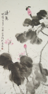 Chinese Lotus Painting,68cm x 136cm,2388024-x