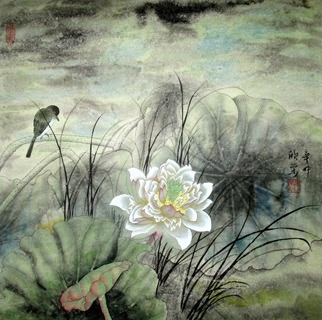 Chinese Lotus Painting,50cm x 50cm,2395007-x