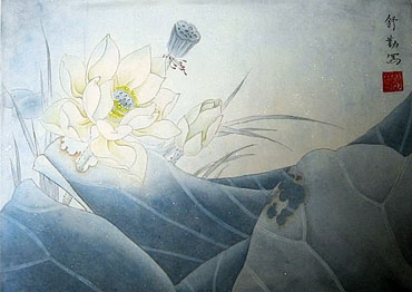 Chinese Lotus Painting,34cm x 46cm,2405007-x