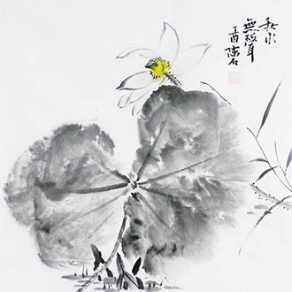 Chinese Lotus Painting,50cm x 50cm,2407007-x