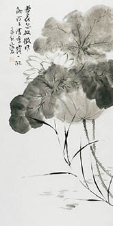 Chinese Lotus Painting,50cm x 100cm,2407009-x