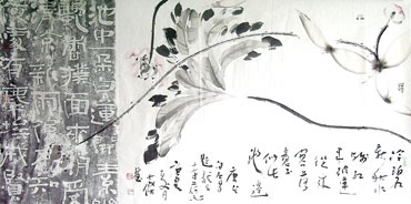 Chinese Lotus Painting,66cm x 136cm,2424001-x