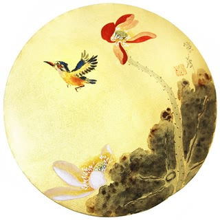 Chinese Lotus Painting,33cm x 33cm,2485027-x
