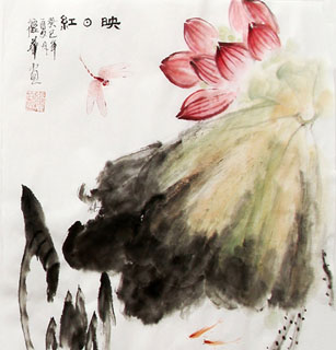 Chinese Lotus Painting,34cm x 34cm,2485057-x