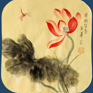 Chinese Lotus Painting,34cm x 34cm,2485061-x