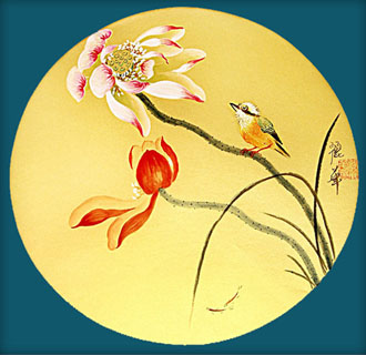Chinese Lotus Painting,34cm x 34cm,2485063-x