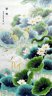 Chinese Lotus Painting,90cm x 180cm,2547030-x