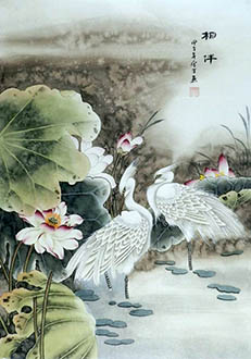 Chinese Lotus Painting,65cm x 95cm,2547032-x