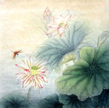 Chinese Lotus Painting,68cm x 68cm,2574017-x