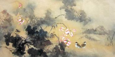Chinese Lotus Painting,69cm x 138cm,2574023-x