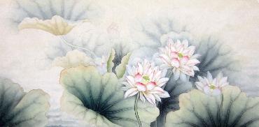 Chinese Lotus Painting,66cm x 136cm,2574024-x
