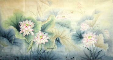 Chinese Lotus Painting,97cm x 180cm,2574027-x