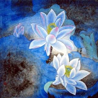 Chinese Lotus Painting,66cm x 66cm,2607003-x