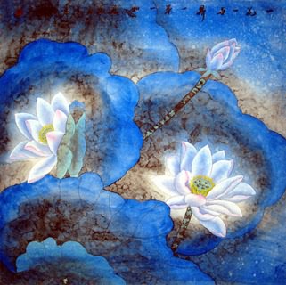 Chinese Lotus Painting,66cm x 66cm,2607005-x
