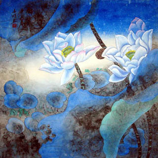 Chinese Lotus Painting,66cm x 66cm,2607008-x