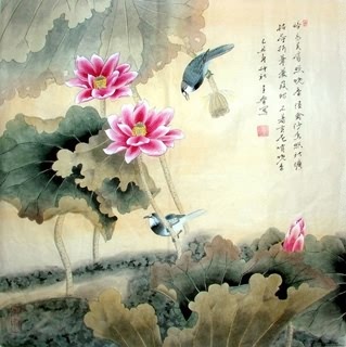 Chinese Lotus Painting,69cm x 69cm,2617013-x