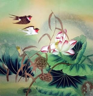 Chinese Lotus Painting,69cm x 69cm,2617014-x