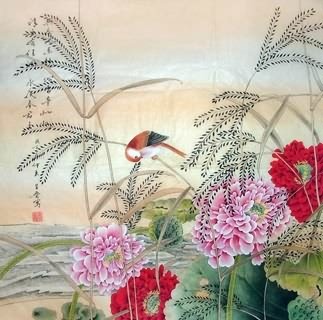 Chinese Lotus Painting,69cm x 69cm,2617017-x