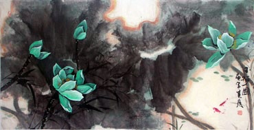 Chinese Lotus Painting,66cm x 136cm,2695010-x