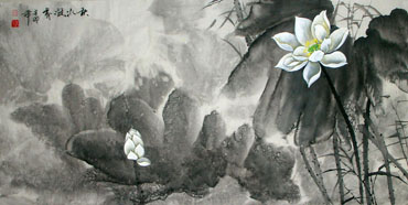 Chinese Lotus Painting,66cm x 136cm,2695019-x