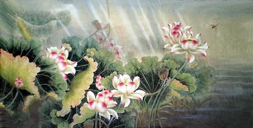 Chinese Lotus Painting,69cm x 138cm,2803002-x
