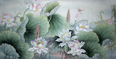 Chinese Lotus Painting,69cm x 138cm,2803004-x