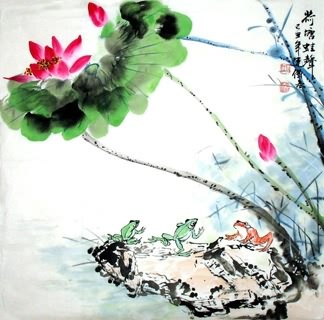 Chinese Lotus Painting,69cm x 69cm,2922001-x
