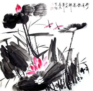 Chinese Lotus Painting,69cm x 69cm,2922003-x