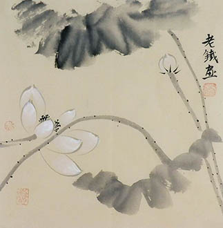 Chinese Lotus Painting,33cm x 33cm,tl21140031-x