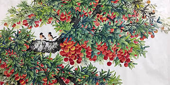 Chinese Lychee Painting,66cm x 136cm,2312004-x