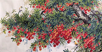 Chinese Lychee Painting,66cm x 136cm,2312005-x