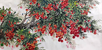 Chinese Lychee Painting,66cm x 136cm,2312009-x