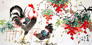 Chinese Lychee Painting,68cm x 136cm,2350017-x