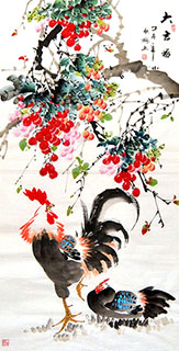 Chinese Lychee Painting,68cm x 136cm,2350020-x