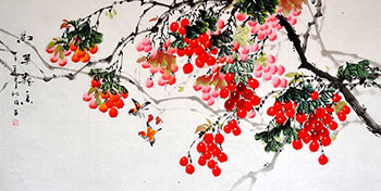 Chinese Lychee Painting,68cm x 136cm,2350021-x