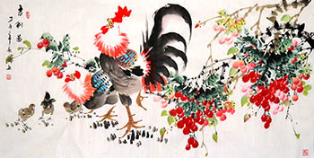 Chinese Lychee Painting,68cm x 136cm,2350023-x