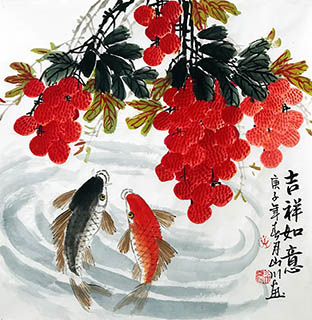 Chinese Lychee Painting,50cm x 50cm,2357024-x