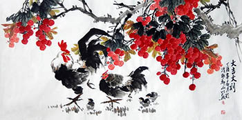 Chinese Lychee Painting,68cm x 136cm,2357033-x